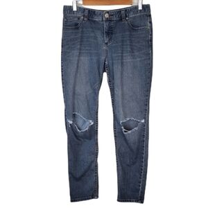 Free People Women's Blue Denim Cotton Distressed Mid-Rise Casual Jeans Sz 29